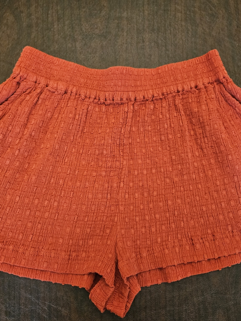 Free People Coral Textured Smocked Waist Athletic Shorts